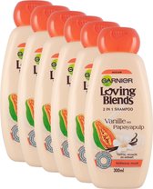 Garnier Loving Blends Vanille en Papayapulp - Voordeelverpakking 6 x 300 ml - 2 in 1 Shampoo