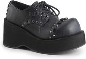 Dank-110 plateau Oxford schoen met studs, spikes en mini rozen zwart - (EU 36 = US 6) - Demonia