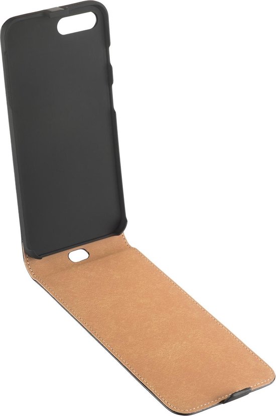 MP Case zwart eco lederen flip case voor Apple iPhone 8 Plus flip cover