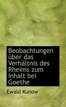 Beobachtungen Ber Das Verh Ltnis Des Rheims Zum Inhalt Bei Goethe