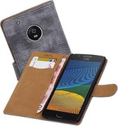 Hagedis Bookstyle Wallet Case Hoesjes Geschikt voor Moto G5 Plus Grijs