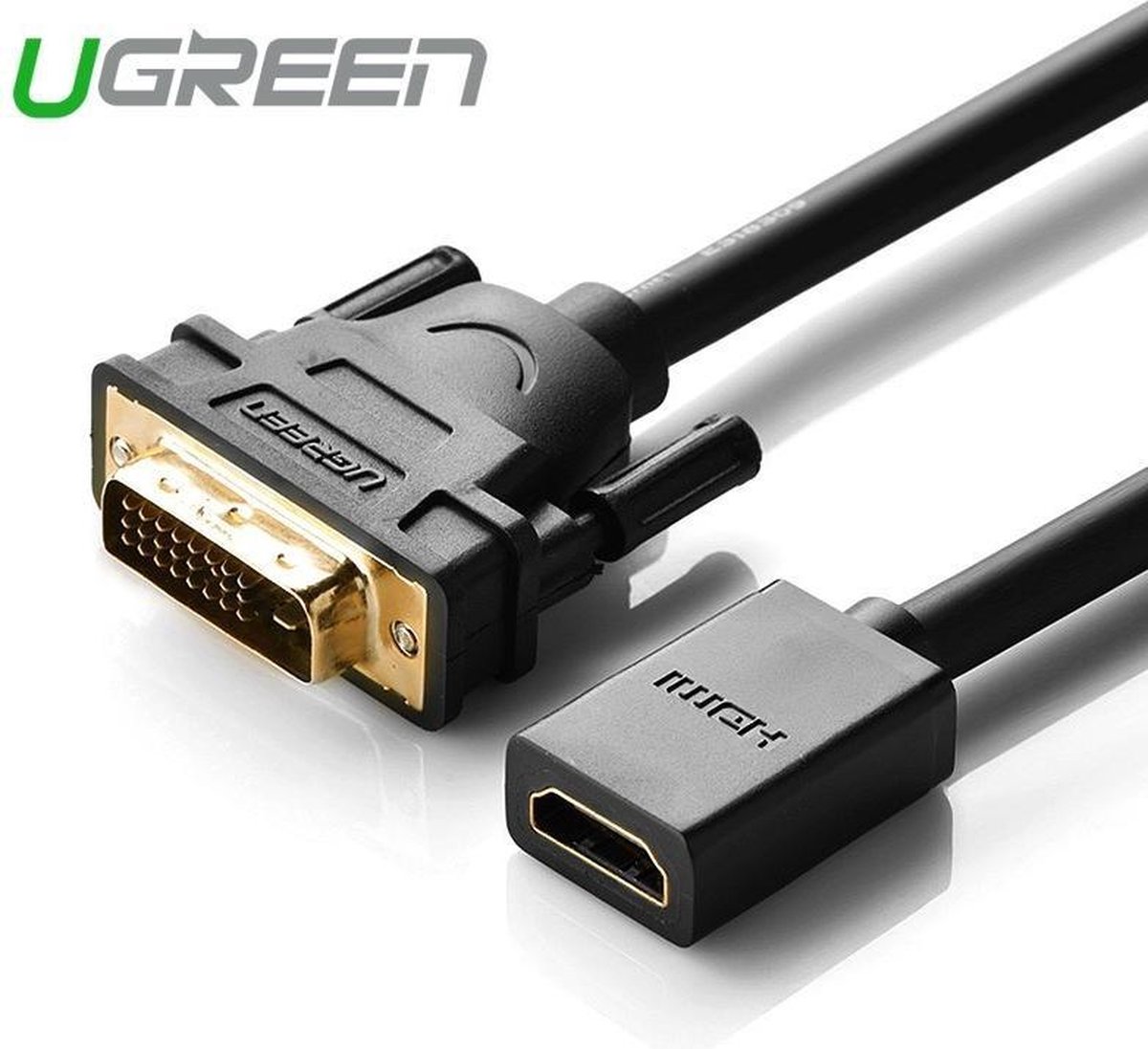 Ugreen - kabeladapter - DVI - (mannelijk) - HDMI - (vrouwelijk) - 0,15m - zwart - (20118)