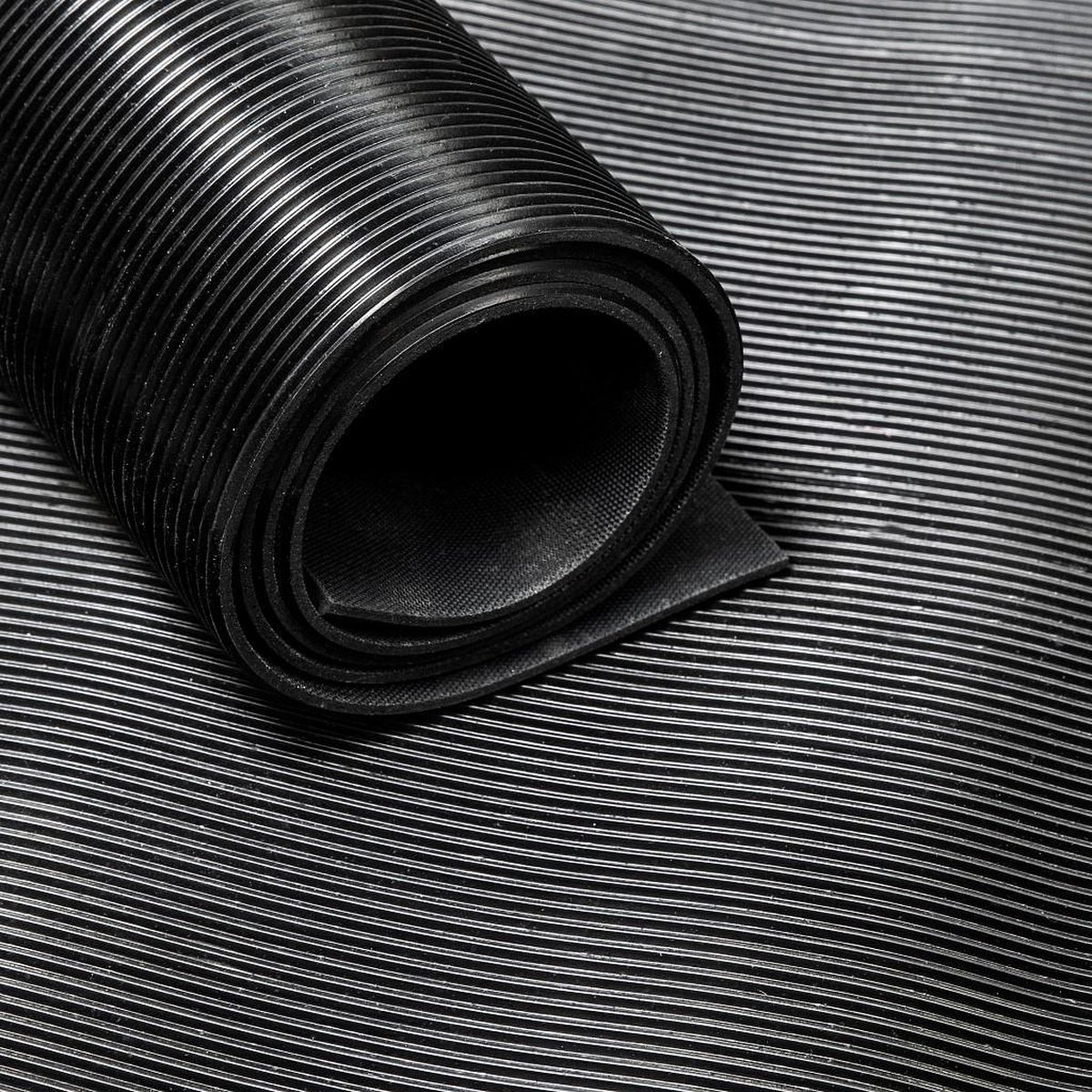 GOMbase - Rubbermat op rol - fijne ribbel - Dikte 3mm - Breedte 50 cm - Rubber loper - Lengte 1m