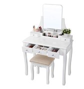 MIRA Home - Luxe kaptafel - Spiegel - Make-up - Wit - 80x40x137,5