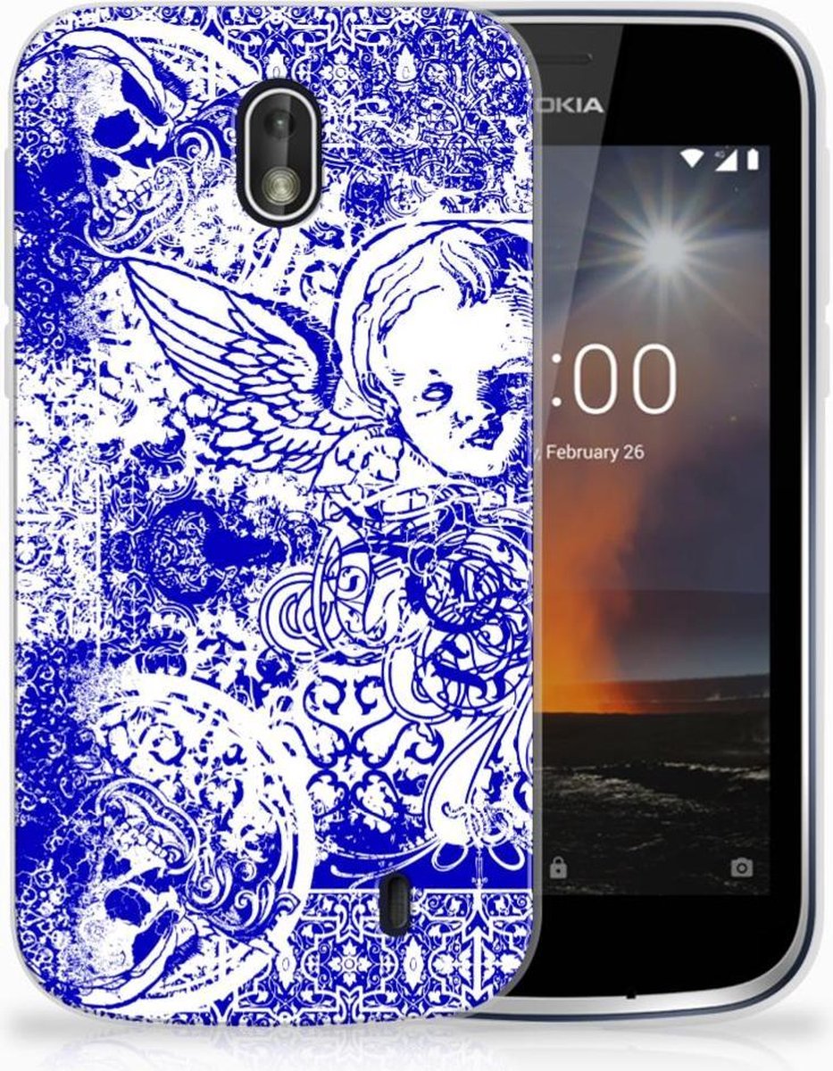 Silicone Back Case Nokia 1 Angel Skull Blauw