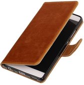 Pull Up TPU PU Leder Bookstyle Wallet Case Hoesjes voor Huawei P9 Plus Bruin