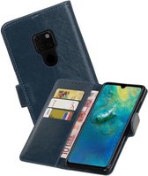 Zakelijke Book Case Telefoonhoesje Geschikt voor de Huawei Mate 20 - Portemonnee Hoesje - Pasjeshouder Wallet Case - Blauw
