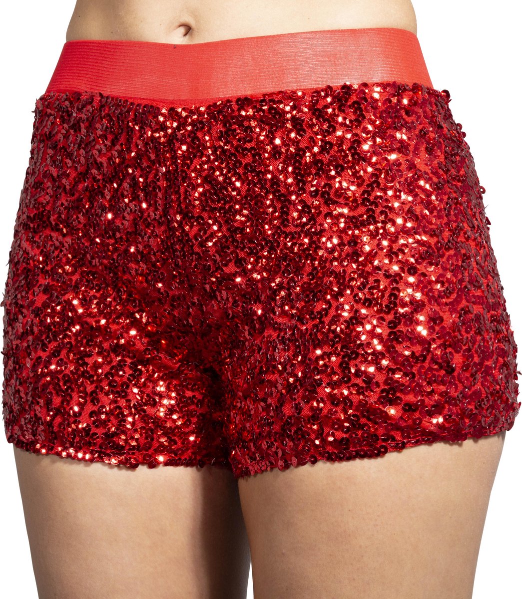Hotpants pailletten rood - Maat 34 t/m 38 - Toppers 2025