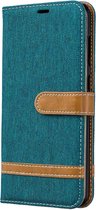 Denim Book Case - Samsung Galaxy A70 Hoesje - Groen