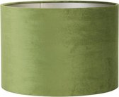 Light & Living Cilinder Lampenkap Velours - Olive Green - Ø35x30cm - voor Tafellampen, Staande lamp, Hanglampen