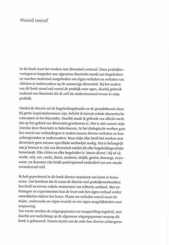 Pagina met het 'Woord vooraf' van het boek, waarin de auteur het werken met diversiteit toelicht.
