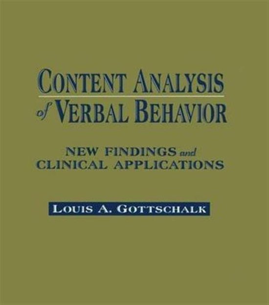 Content Analysis of Verbal Behavior - cover