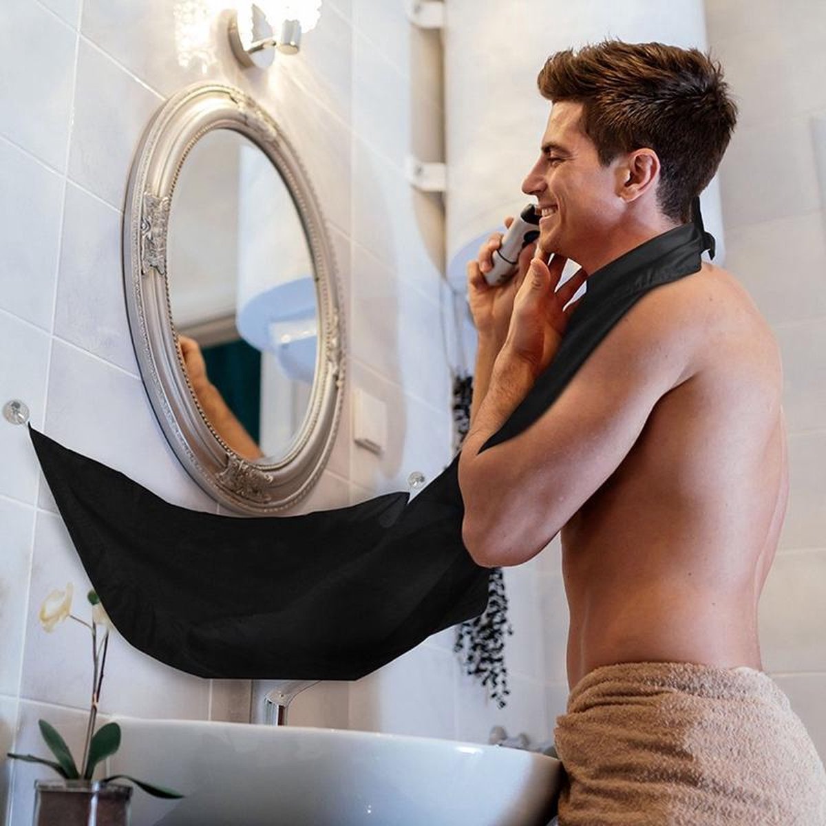 Beard cape DUOPACK - Baard cape WIT + ZWART - Beard BIB - De trend van 2017 !