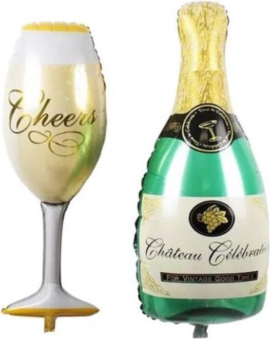 Champagne & Glas Ballon – Feest versiering – Ballonnen – Champagne Ballonnen - Feestartikelen