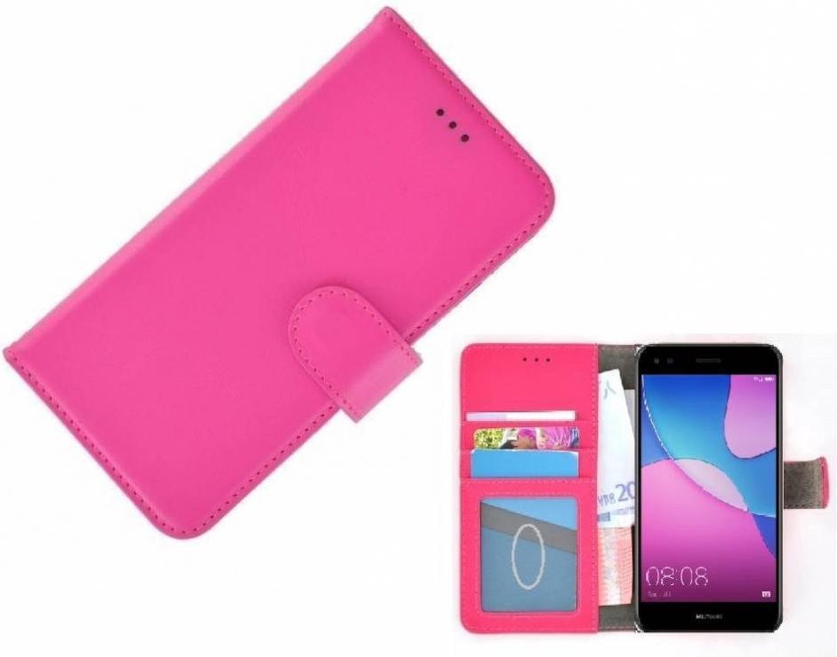 Wallet Bookcase Hoesje Geschikt voor Huawei Y6 Pro 2017 - Roze Fashion