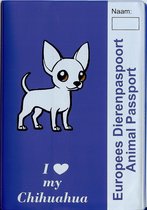 Honden paspoorthoes "I love my Chihuahua" voor europees dierenpaspoort korthaar blauw