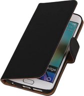 Effen Bookstyle Hoes Geschikt voor Samsung Galaxy S6 Edge G925 Zwart