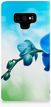 Samsung Galaxy Note 9 Standcase Hoesje Design Orchidee Blauw