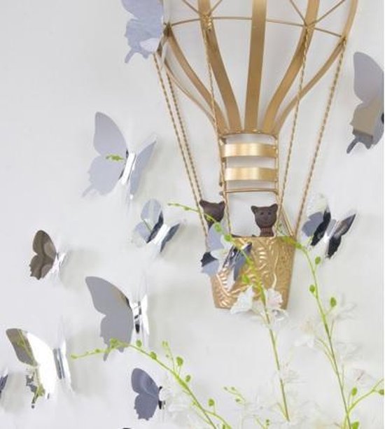 3D Vlinders - Muurdecoratie - Spiegel Zilver