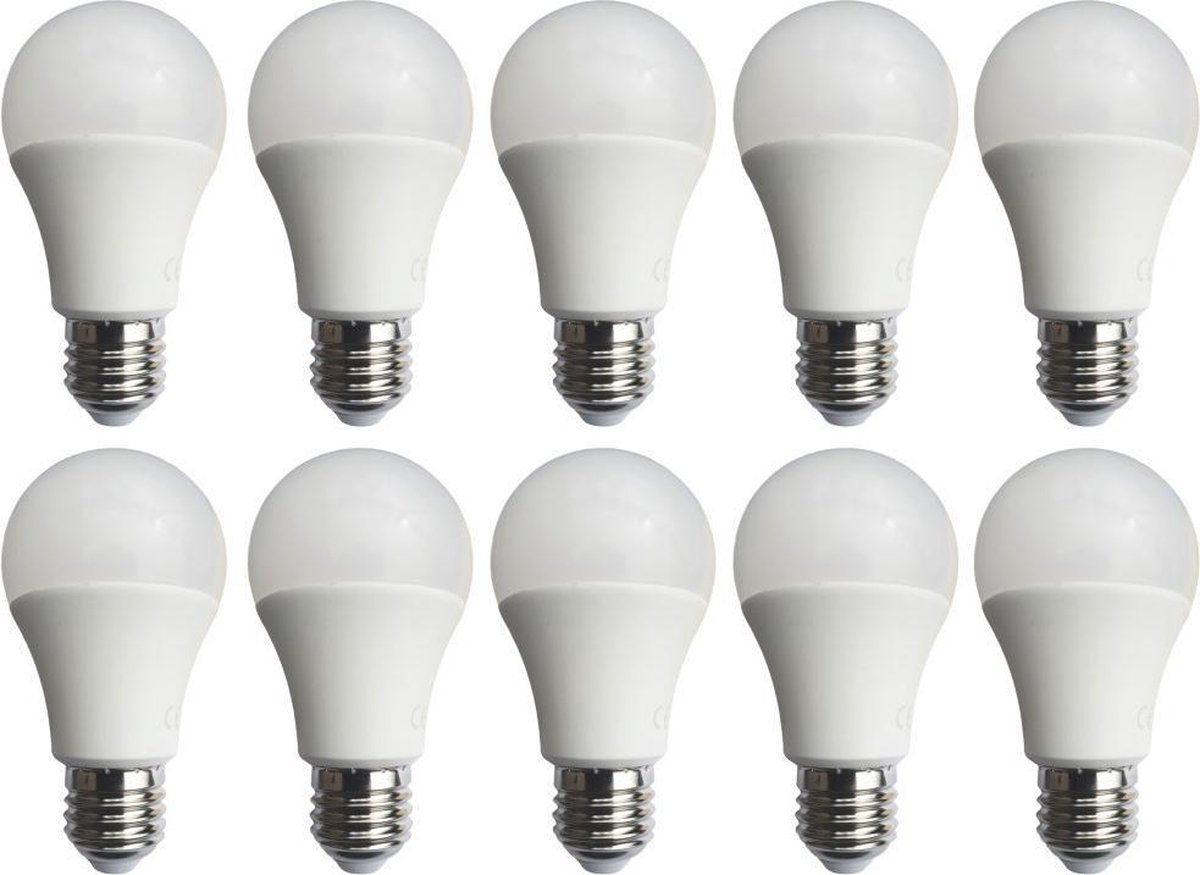 Ampoule A60 10 pcs | Lampe LED E27 9W = 70-75W | blanc chaud 3000K | bol.com