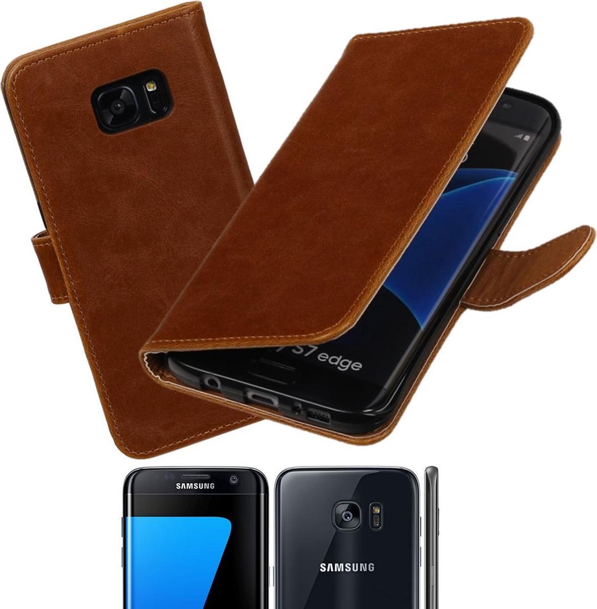 Ithaca Giet afbetalen MP Case bruin leder look hoesje voor Samsung Galaxy S7 Edge Booktype -  Telefoonhoesje... | bol.com