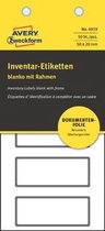 Avery inventarisetiketten, ft 50 x 20 mm, van fraudebestendig filmmateriaal met grijs kader, 50 stuks