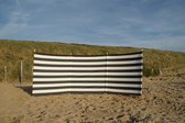 Strand Windscherm 4 meter dralon marine blauw/wit met houten stokken
