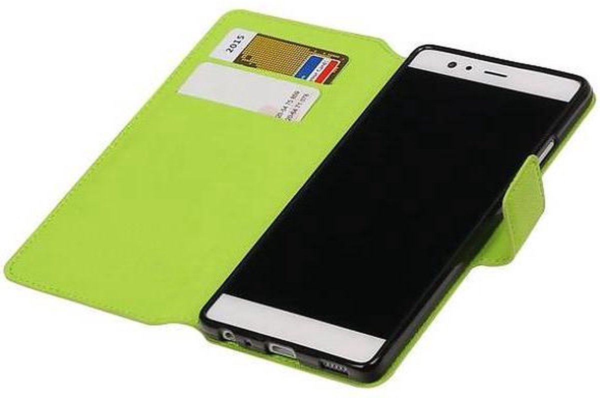 Cross Pattern TPU Bookstyle Wallet Case Hoesje Geschikt voor Huawei P9 Groen