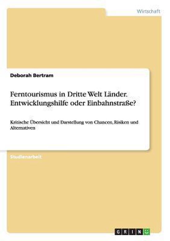 Ferntourismus in Dritte Welt Länder. Entwicklungshilfe oder ... - cover