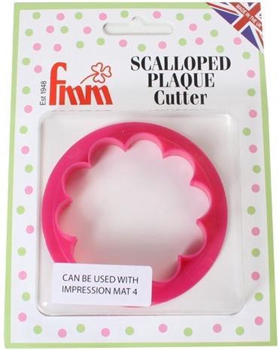 FMM Sugarcraft FMM Scalloped Plaque Cutter Roze uitsteekvorm met schulpranden