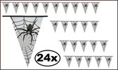 24x Vlaggenlijn spin in web - halloween griezel eng spinnen horror creepy spinnen