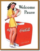 Coca-Cola Wandbord 'Welcome Pause Tennis' - Metaal - 30 x 40 cm
