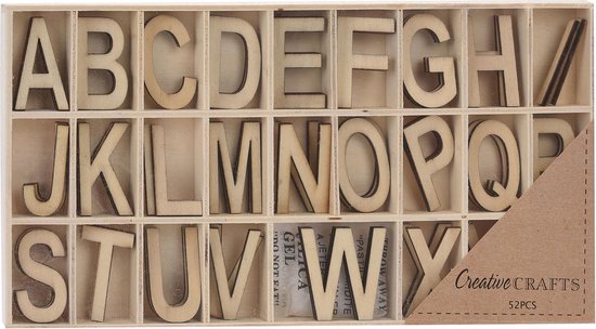 Automatisch ambitie prototype 52 houten letters in kist | bol.com