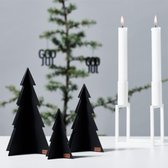 Felius Kerstdecoratie - set van 3 zwarte kerstboompjes