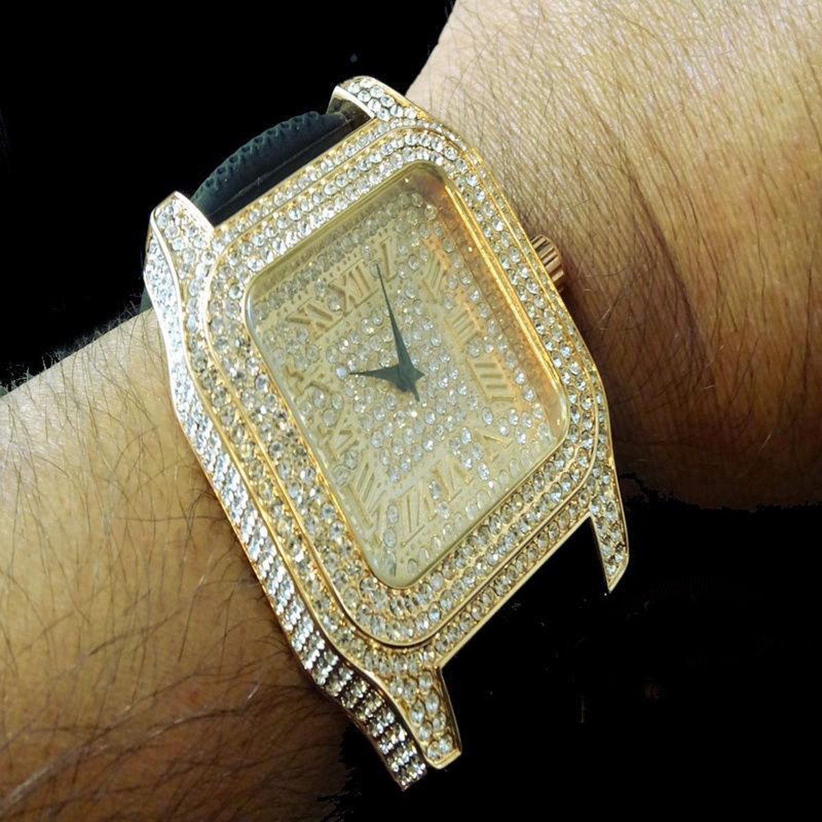 Gouden Iced Out King Square XXL horloge | bol.com