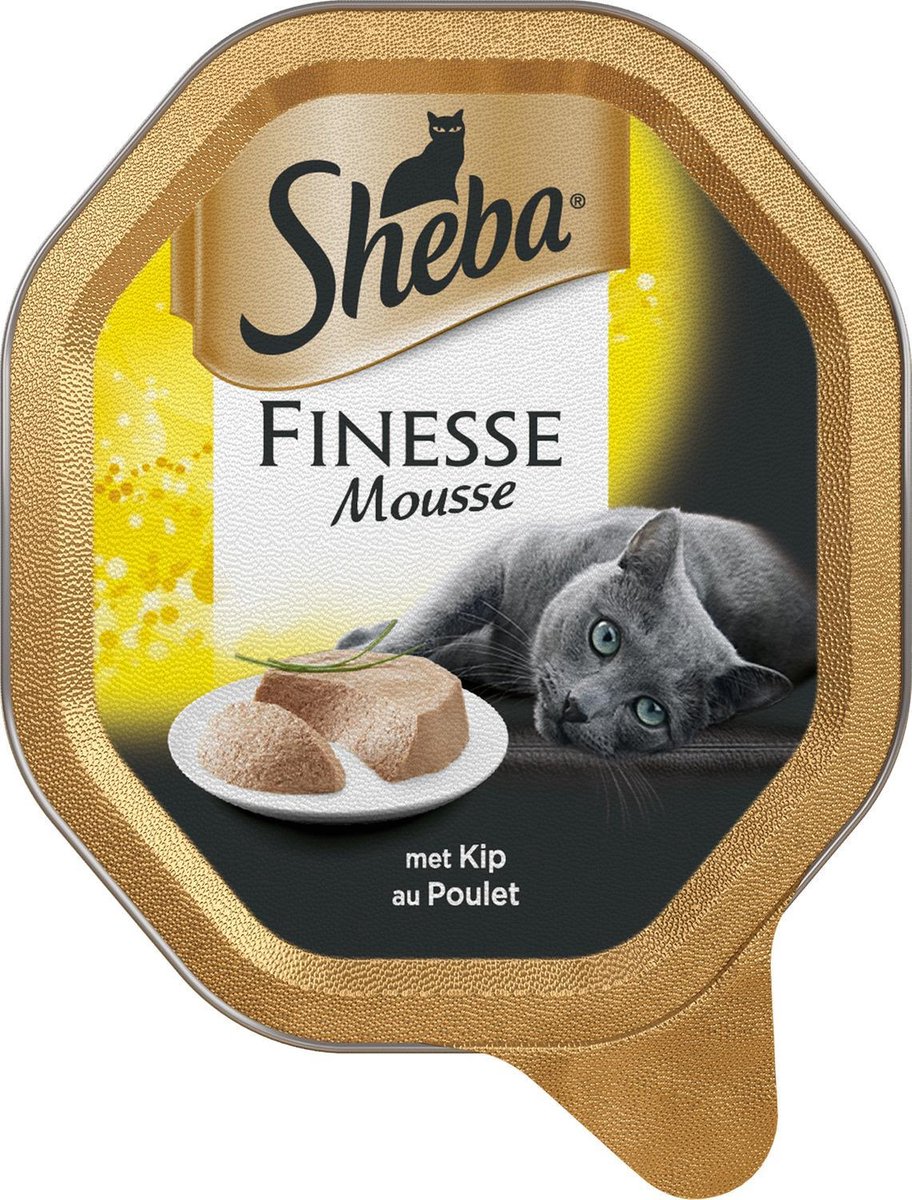 Sheba Finesse Mousse - Kip - Aluminium Kuipjes - Kattenvoer - 18 x 85 gr