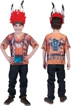 Kostuum | 3D T-Hemd Indiaan | Jongens| Maat 4-5Y | Verkleedkleding