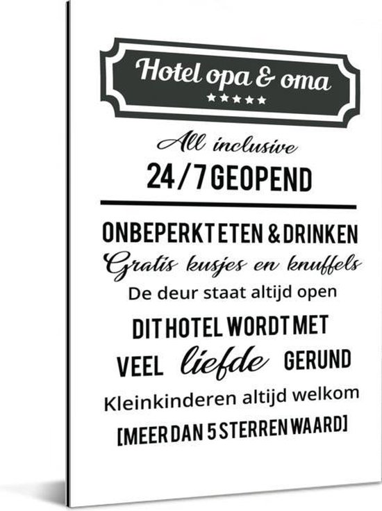 Spiksplinternieuw bol.com | Cadeau voor opa en oma - Hotel opa en oma - Altijd open UL-07