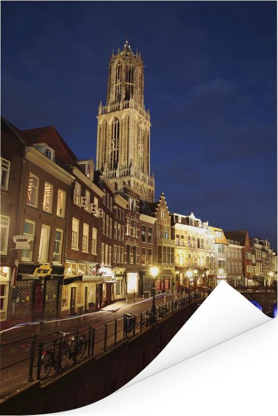 Domtoren en de oude gracht van Utrecht in Nederland Poster 120x180 cm - Foto print op Poster (wanddecoratie woonkamer / slaapkamer) / Europese steden Poster XXL / Groot formaat!