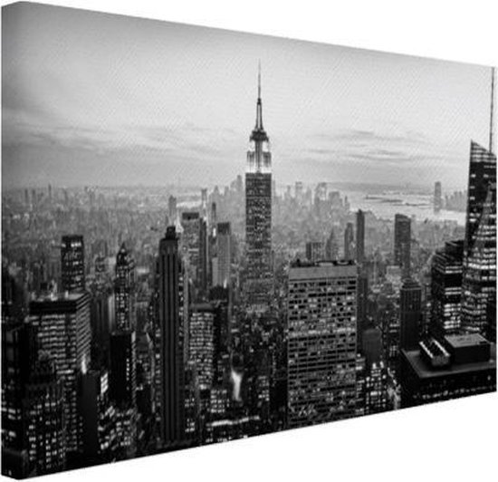 Goede bol.com | New York City zwart-wit Canvas 30x20 cm - klein - Foto QN-47