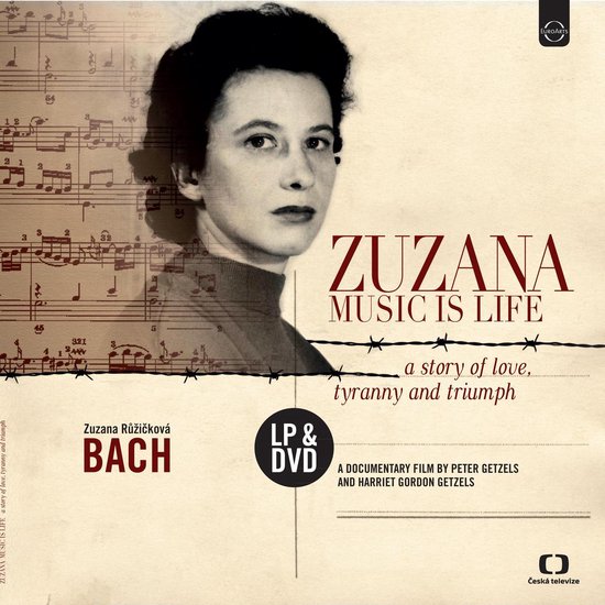 Portret van Zuzana Růžičková, bladmuziek, en de titel Zuzana: Music Is Life.