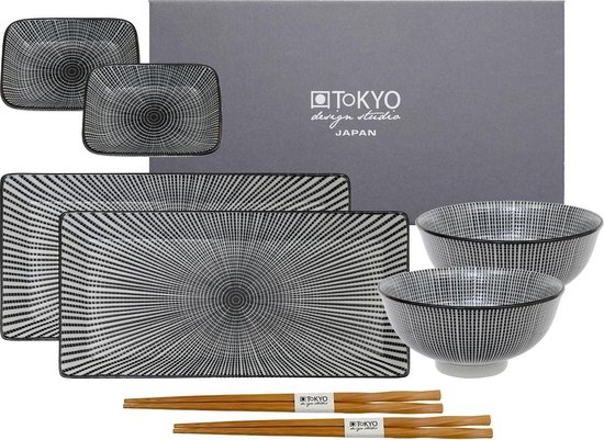 Tokyo Design Studio Sendan Tokusa Black Sushi Servies (8-delig) | bol.com