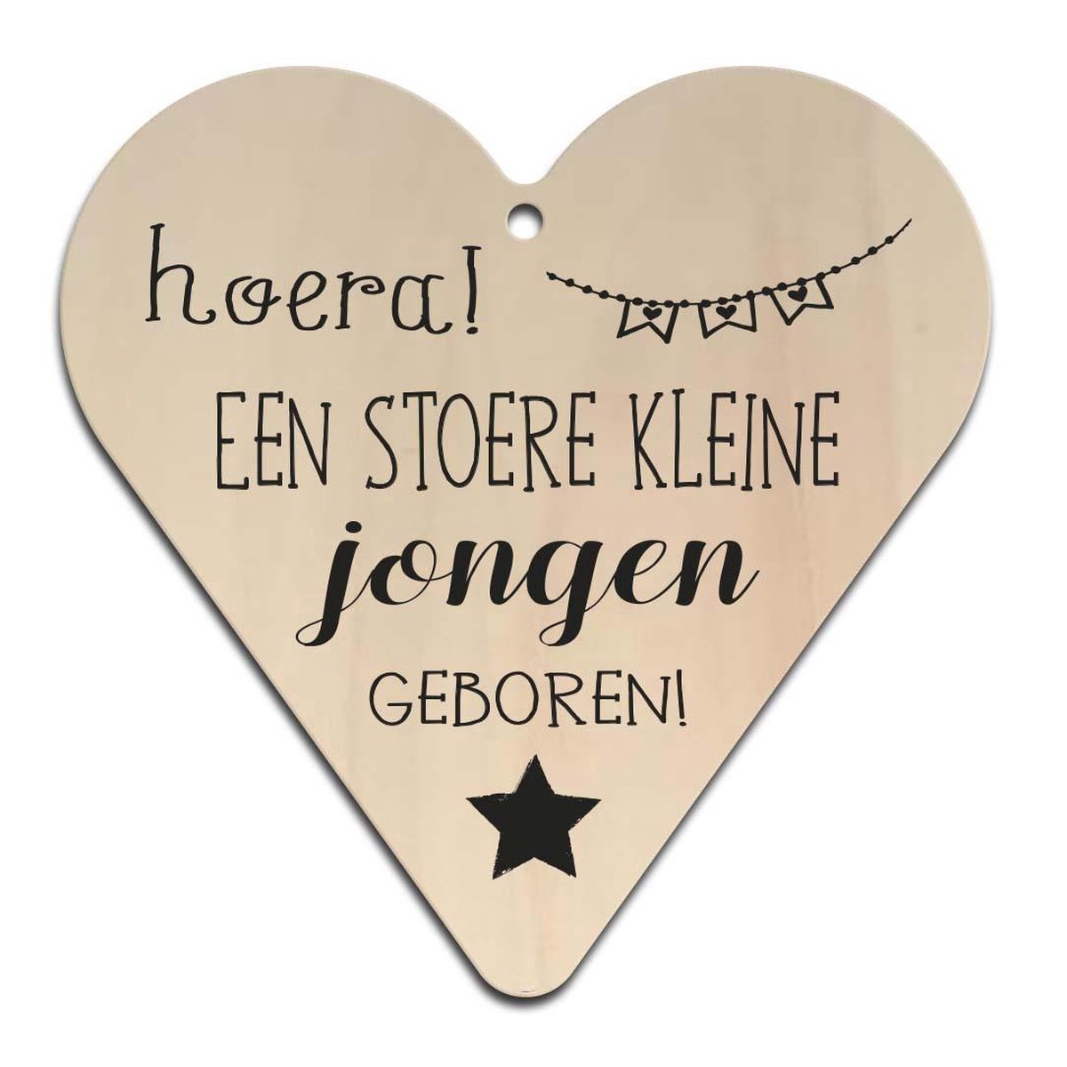 Stoere kleine jongen - Gift heart hout