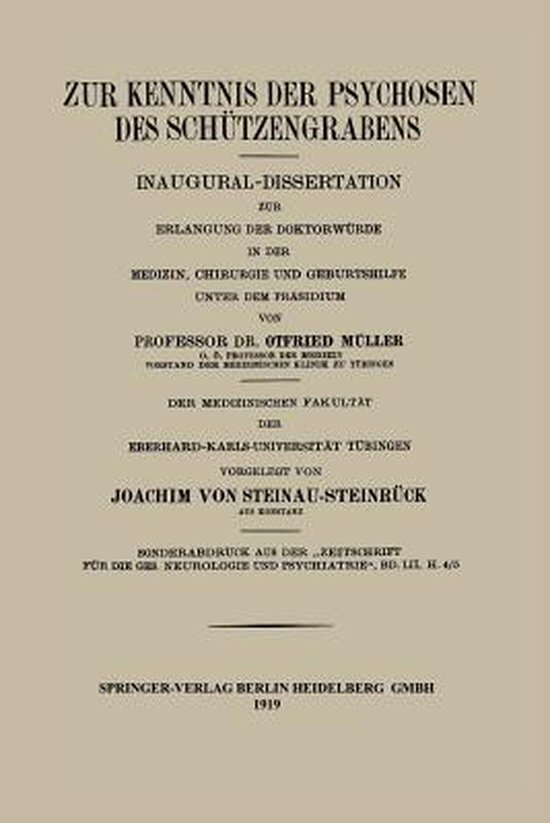 Zur Kenntnis Der Psychosen Des Schützengrabens - cover