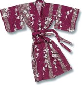 TA-HWA - Japanse Kimono - Dames Yukata - Donker Rood - Met Kersenbloesem - One Size