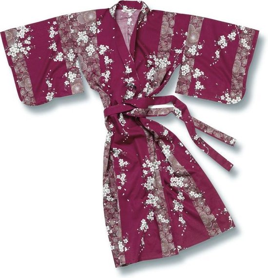 Kimono traditionnel japonais Yukata Sakura Rouge 100% coton