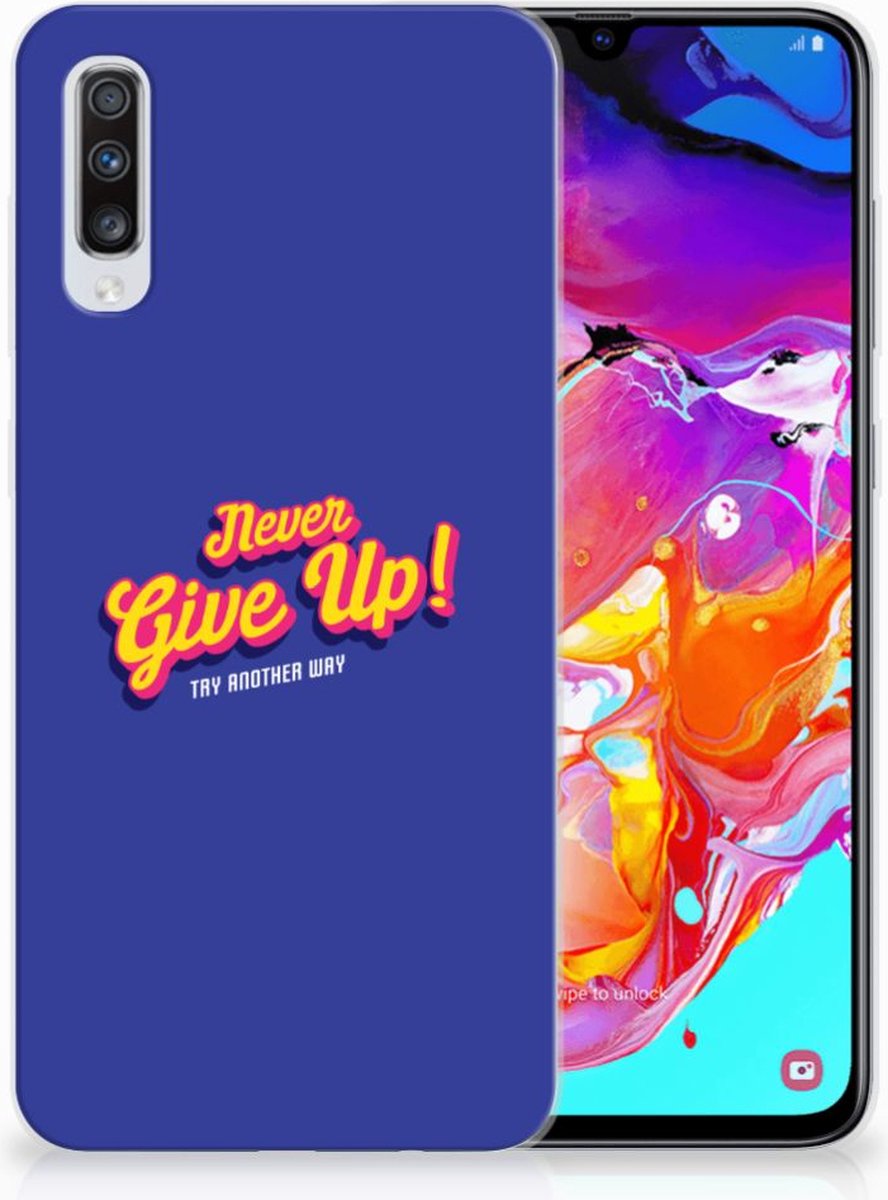 TPU Hoesje voor Samsung Galaxy A70 Siliconen hoesje met naam Never Give Up