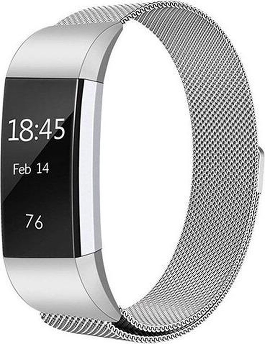 KELERINO. Milanees bandje geschikt voor Fitbit Charge 2 Zilver - Small