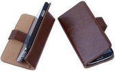 PU Leder Bruin Hoesje HTC M8 mini Book/Wallet Case/Cover