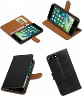 Zwart vintage lederlook bookcase voor de Apple iPhone 7 Plus hoesje